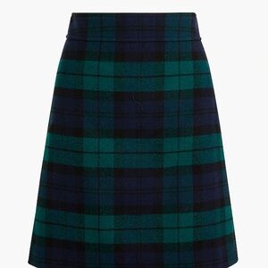 J. Crew Green and Black Plaid A-Line Skirt